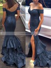 Trumpet/Mermaid Off-the-shoulder Sequined Sweep Train Tiered Prom Dresses #Favs020102197