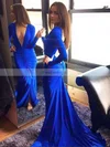 Trumpet/Mermaid V-neck Jersey Court Train Ruffles Prom Dresses #Favs020102179