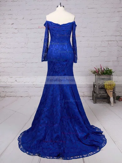 Trumpet/Mermaid Off-the-shoulder Lace Sweep Train Prom Dresses #Favs020102214