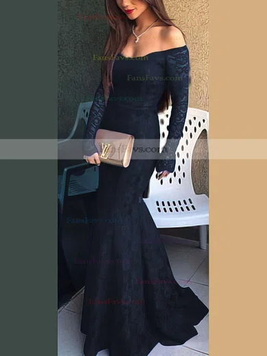 Trumpet/Mermaid Off-the-shoulder Lace Sweep Train Prom Dresses #Favs020102214