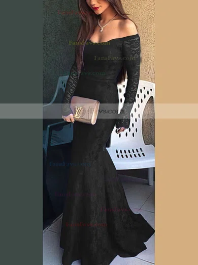 Trumpet/Mermaid Off-the-shoulder Lace Sweep Train Prom Dresses #Favs020102214