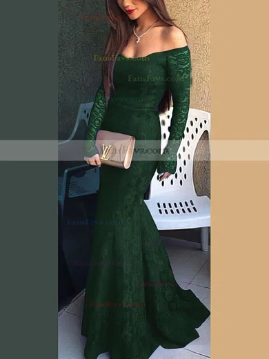 Trumpet/Mermaid Off-the-shoulder Lace Sweep Train Prom Dresses #Favs020102214