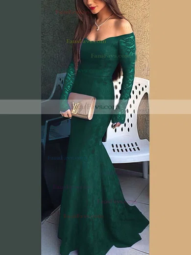 Trumpet/Mermaid Off-the-shoulder Lace Sweep Train Prom Dresses #Favs020102214