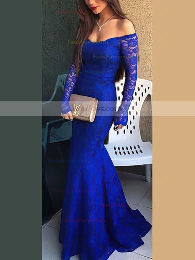 Trumpet/Mermaid Off-the-shoulder Lace Sweep Train Prom Dresses #Favs020102214