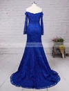 Trumpet/Mermaid Off-the-shoulder Lace Sweep Train Prom Dresses #Favs020102214