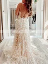 Trumpet/Mermaid Scoop Neck Tulle Sweep Train Prom Dresses With Appliques Lace #Favs020114243