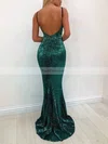 Sheath/Column V-neck Sequined Floor-length Prom Dresses #Favs020114290