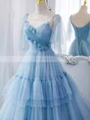 Ball Gown V-neck Tulle Sweep Train Prom Dresses With Tiered #Favs020114327
