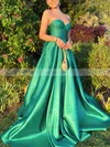 A-line Sweetheart Satin Sweep Train Prom Dresses With Split Front #Favs020114466