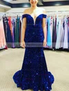 Sheath/Column Off-the-shoulder Sequined Sweep Train Prom Dresses #Favs020114551