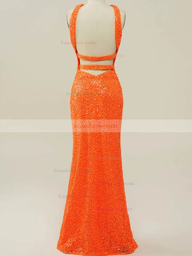 Sheath/Column V-neck Sequined Floor-length Prom Dresses With Split Front #Favs020114602