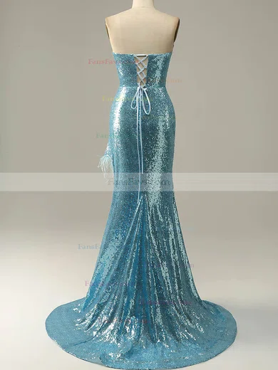 Trumpet/Mermaid Sweetheart Sequined Sweep Train Prom Dresses With Feathers / Fur #Favs020114603