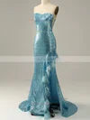 Trumpet/Mermaid Sweetheart Sequined Sweep Train Prom Dresses With Feathers / Fur #Favs020114603