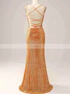 Sheath/Column V-neck Sequined Floor-length Prom Dresses #Favs020114604