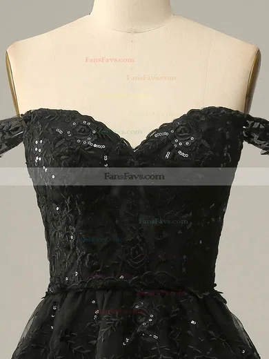 A-line Off-the-shoulder Lace Sweep Train Prom Dresses With Tiered #Favs020114605