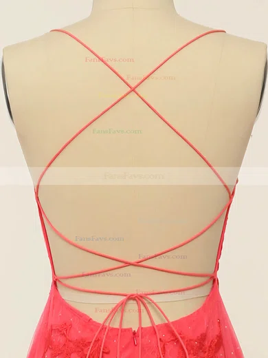 Trumpet/Mermaid Scoop Neck Tulle Sweep Train Prom Dresses With Pearl Detailing #Favs020114610