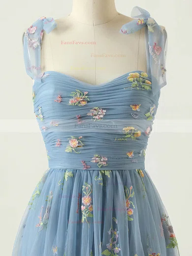 A-line Sweetheart Tulle Floor-length Prom Dresses With Ruffles #Favs020114622