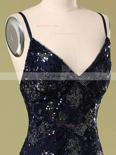 Trumpet/Mermaid V-neck Lace Sweep Train Prom Dresses With Sequins #Favs020114624