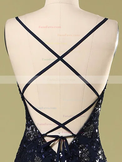 Trumpet/Mermaid V-neck Lace Sweep Train Prom Dresses With Sequins #Favs020114624