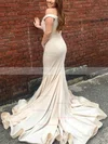 Trumpet/Mermaid Off-the-shoulder Stretch Crepe Sweep Train Prom Dresses #Favs020114836
