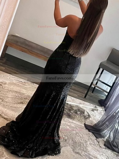 Sheath/Column Strapless Sequined Sweep Train Prom Dresses With Feathers / Fur #Favs020114916