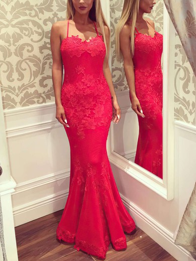 Trumpet/Mermaid Sweetheart Lace Floor-length Appliques Lace Prom Dresses #Favs020102434
