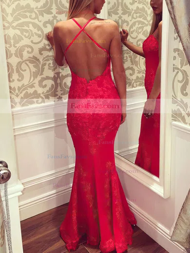 Trumpet/Mermaid Sweetheart Lace Floor-length Appliques Lace Prom Dresses #Favs020102434