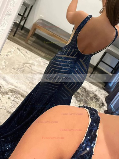 Trumpet/Mermaid V-neck Sequined Sweep Train Prom Dresses #Favs020114931