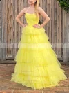 Ball Gown Strapless Tulle Sweep Train Prom Dresses With Tiered #Favs020114933