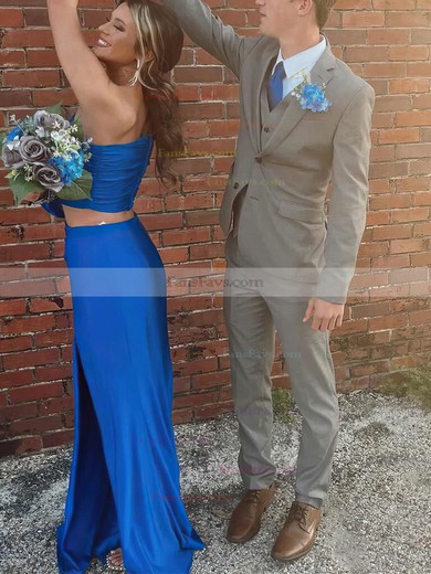 Sheath/Column One Shoulder Jersey Sweep Train Prom Dresses With Split Front #Favs020114940