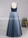 Princess V-neck Satin Tulle Floor-length Pleats Prom Dresses #Favs020102454