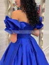A-line Off-the-shoulder Satin Floor-length Prom Dresses With Ruffles #Favs020115048