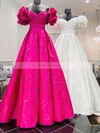 A-line Off-the-shoulder Satin Floor-length Prom Dresses With Ruffles #Favs020115048