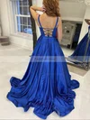 Ball Gown Square Neckline Satin Sweep Train Prom Dresses #Favs020115065
