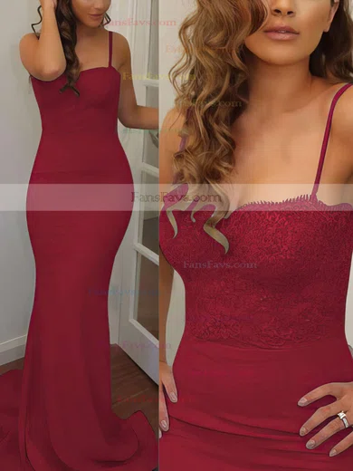 Trumpet/Mermaid Sweetheart Silk-like Satin Sweep Train Appliques Lace Prom Dresses #Favs020102223