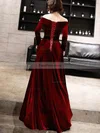 A-line Off-the-shoulder Velvet Floor-length Prom Dresses #Favs020115073