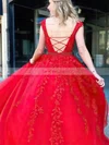 Ball Gown Scoop Neck Tulle Sweep Train Prom Dresses With Pearl Detailing #Favs020115146