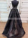Ball Gown V-neck Tulle Sweep Train Prom Dresses With Beading #Favs020115156