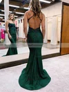 Trumpet/Mermaid Square Neckline Stretch Crepe Sweep Train Prom Dresses With Appliques Lace #Favs020115273
