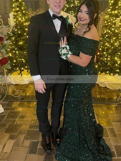 Trumpet/Mermaid One Shoulder Sequined Sweep Train Prom Dresses #Favs020115297