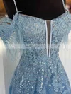 A-line Off-the-shoulder Sequined Sweep Train Prom Dresses With Feathers / Fur #Favs020115305