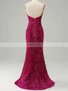 Sheath/Column V-neck Sequined Sweep Train Prom Dresses With Split Front #Favs020115306