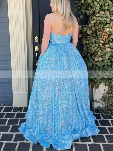 Ball Gown One Shoulder Sequined Sweep Train Prom Dresses With Pockets #Favs020115368