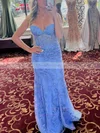 Trumpet/Mermaid Sweetheart Tulle Sweep Train Prom Dresses With Appliques Lace #Favs020115414