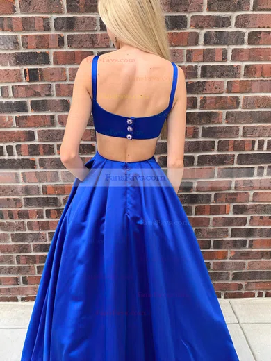 Ball Gown Square Neckline Satin Sweep Train Prom Dresses With Pockets #Favs020115417