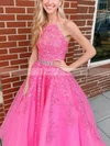 Princess Halter Tulle Sweep Train Prom Dresses With Beading #Favs020115418