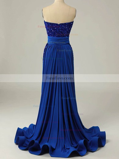 Sheath/Column Strapless Sequined Detachable Prom Dresses With Split Front #Favs020115427