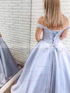 Ball Gown Off-the-shoulder Satin Sweep Train Prom Dresses #Favs020115456