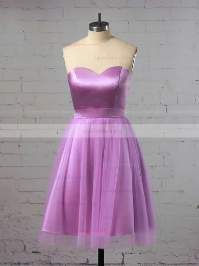 A-line Sweetheart Satin Short/Mini Ruffles Prom Dresses #Favs020105931