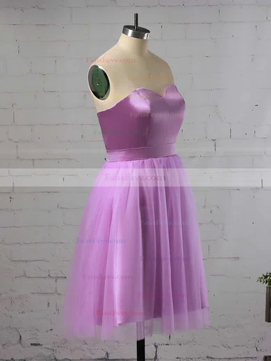 A-line Sweetheart Satin Short/Mini Ruffles Prom Dresses #Favs020105931